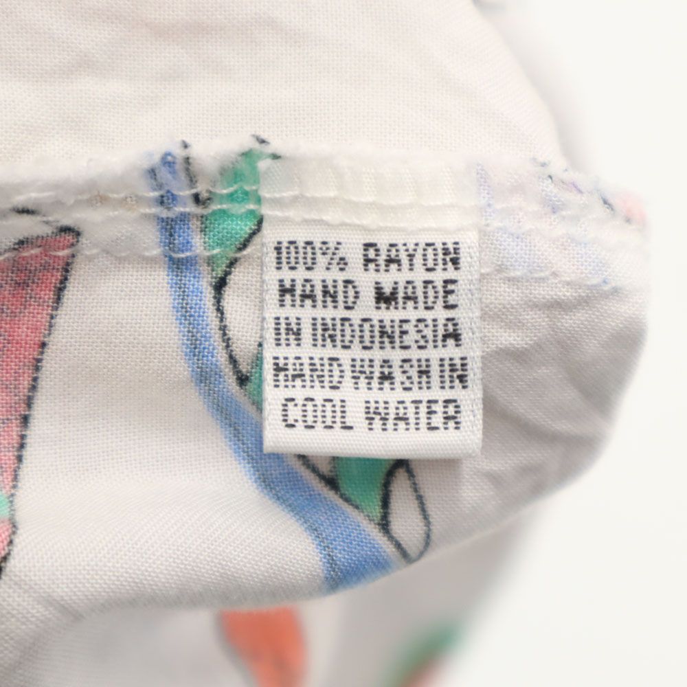 Handsome Me 総柄 半袖 ボタンダウンシャツ M 白系 メンズ