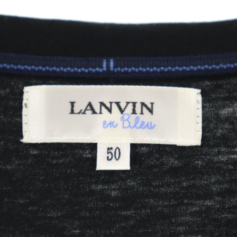 ランバンオンブルー 日本製 半袖 Vネック Tシャツ 50 ブラック系 LANVIN en Bleu ポケT メンズ