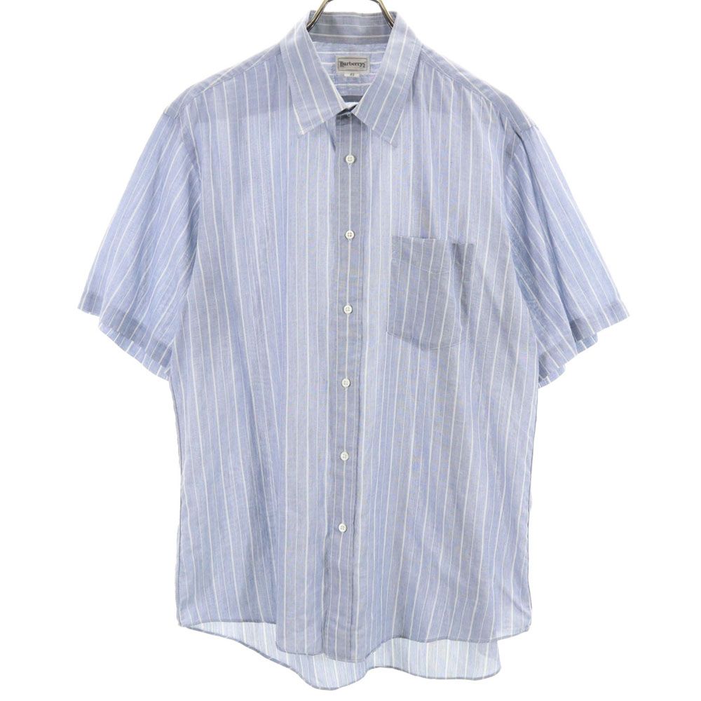 Burberrys バーバリーズ 90s 三陽商会 日本製 オールド ストライプ柄 半袖 シャツ 43 ブルー系 メンズ