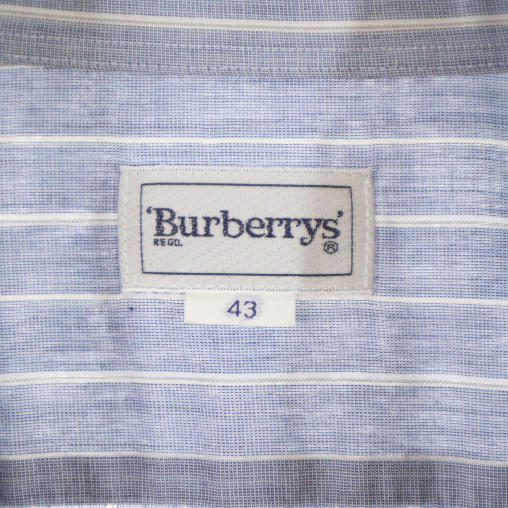 Burberrys バーバリーズ 90s 三陽商会 日本製 オールド ストライプ柄 半袖 シャツ 43 ブルー系 メンズ