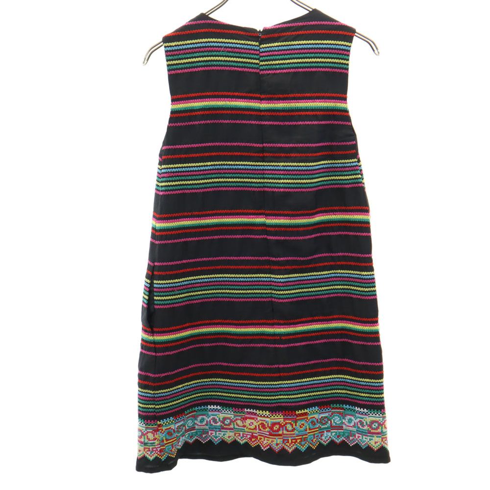 SEE BY CHLOE シーバイクロエ シルク100% ボーダー柄 ノースリーブ ミニワンピース 4 黒系 レディース