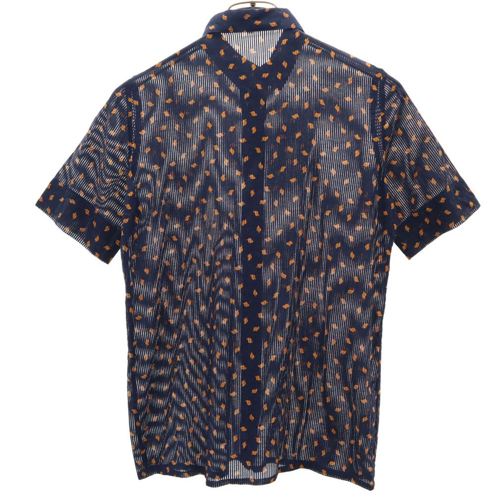 Christian Dior クリスチャンディオール 90s オールド 総柄 半袖 コットンシャツ M ネイビー系 レディース