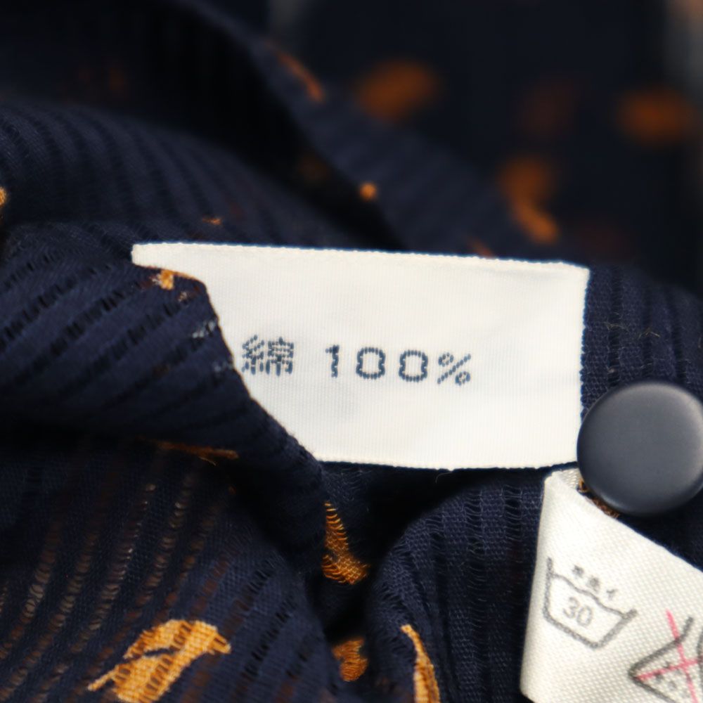 Christian Dior クリスチャンディオール 90s オールド 総柄 半袖 コットンシャツ M ネイビー系 レディース