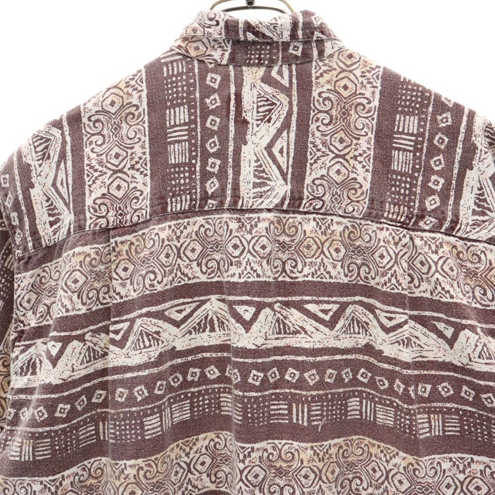 TEAM チーム 80s 90s ユーロ オールド 総柄 半袖 シャツ M ブラウン系 メンズ