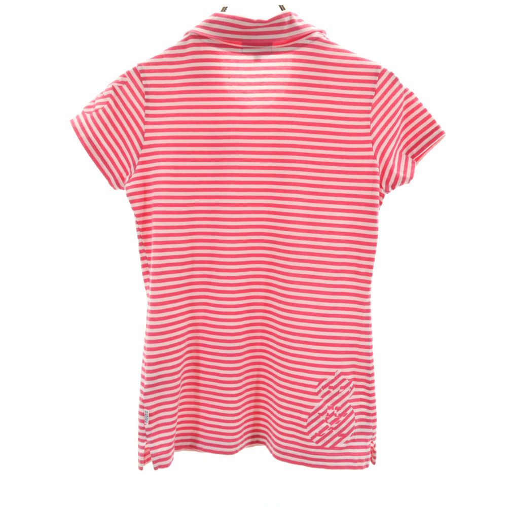 PEARLY GATES パーリーゲイツ 日本製 ボーダー ゴルフ 半袖 シャツ ピンク系 レディース