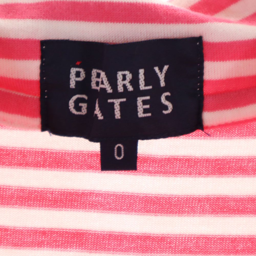 PEARLY GATES パーリーゲイツ 日本製 ボーダー ゴルフ 半袖 シャツ ピンク系 レディース