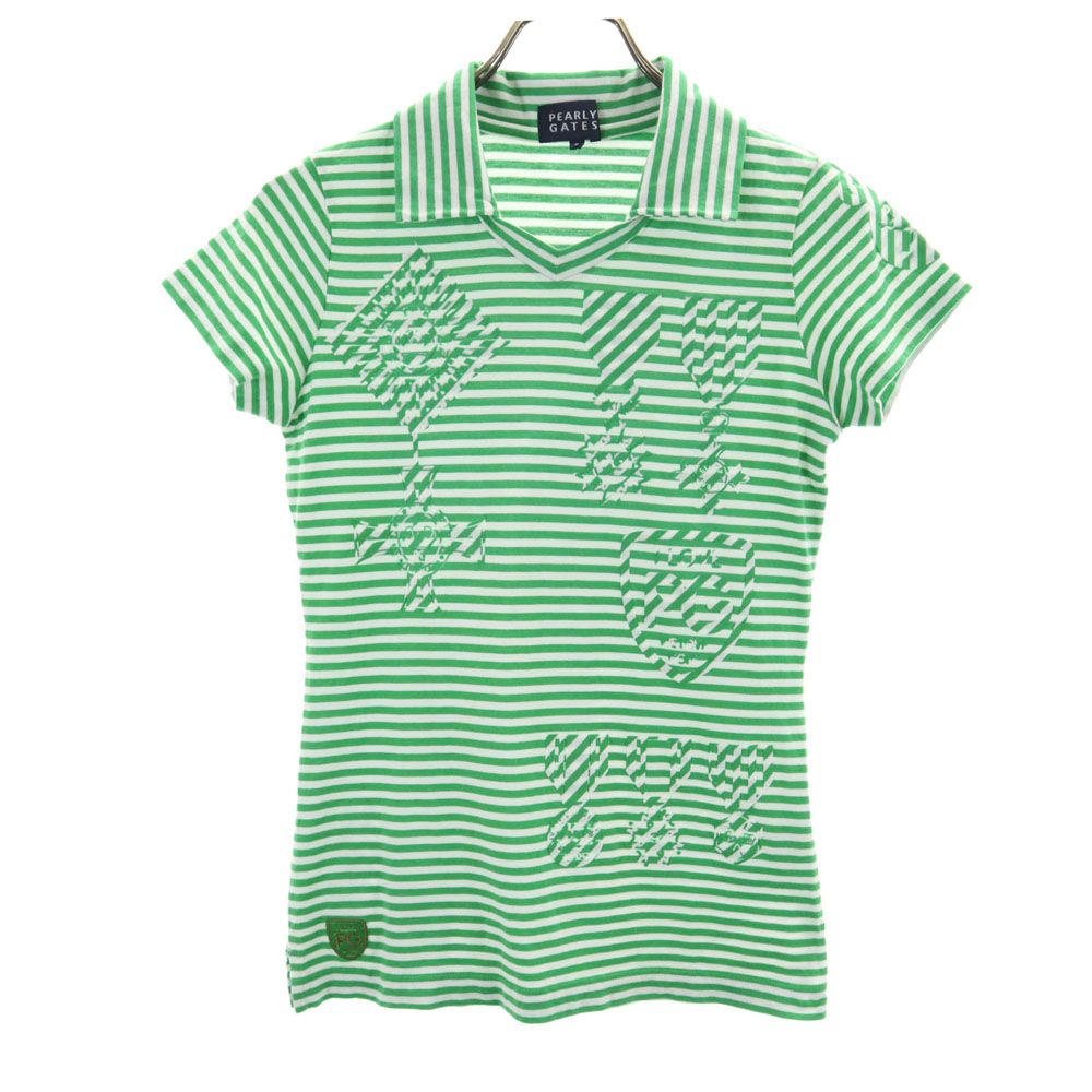 PEARLY GATES パーリーゲイツ 日本製 ゴルフ 半袖 シャツ グリーン系 レディース