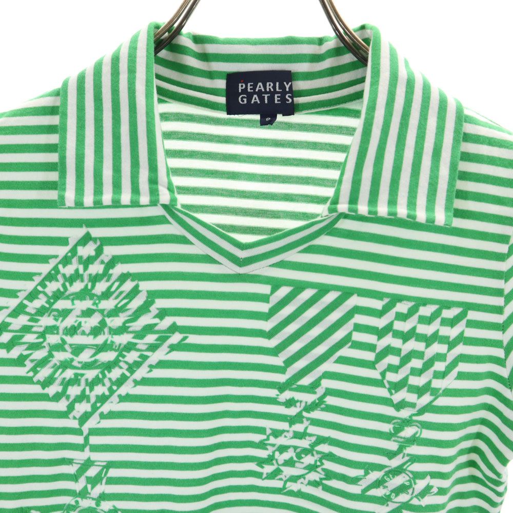PEARLY GATES パーリーゲイツ 日本製 ゴルフ 半袖 シャツ グリーン系 レディース