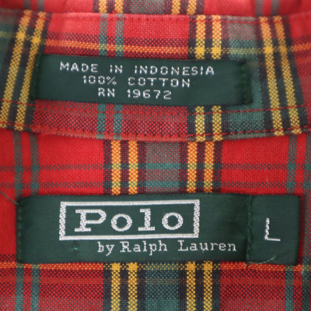 Polo by Ralph Lauren ポロバイラルフローレン 80s ヴィンテージ 緑タグ ボーイズ 長袖 ボタンダウンシャツ L レッド メンズ