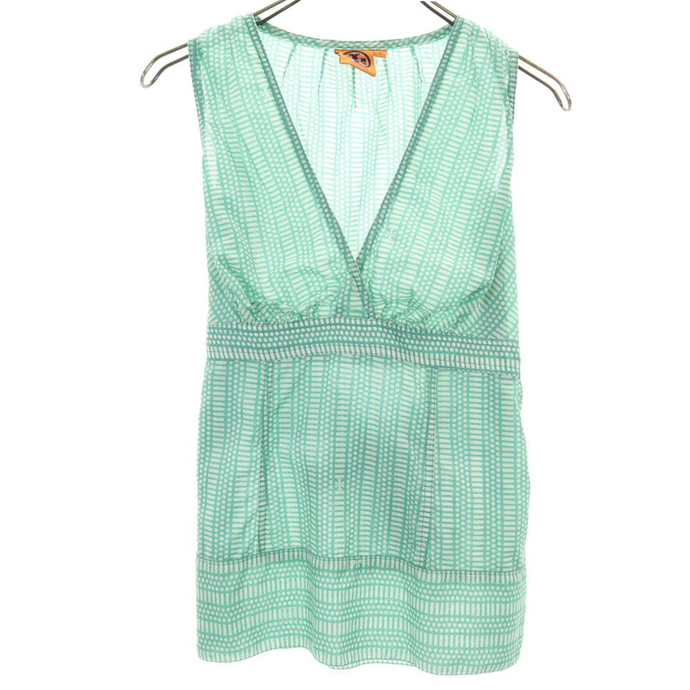 Tory Burch トリーバーチ 総柄 ノースリーブ ブラウス 2 グリーン系 レディース