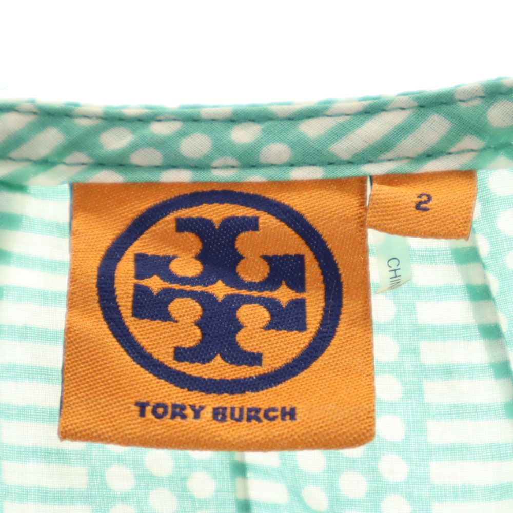 Tory Burch トリーバーチ 総柄 ノースリーブ ブラウス 2 グリーン系 レディース
