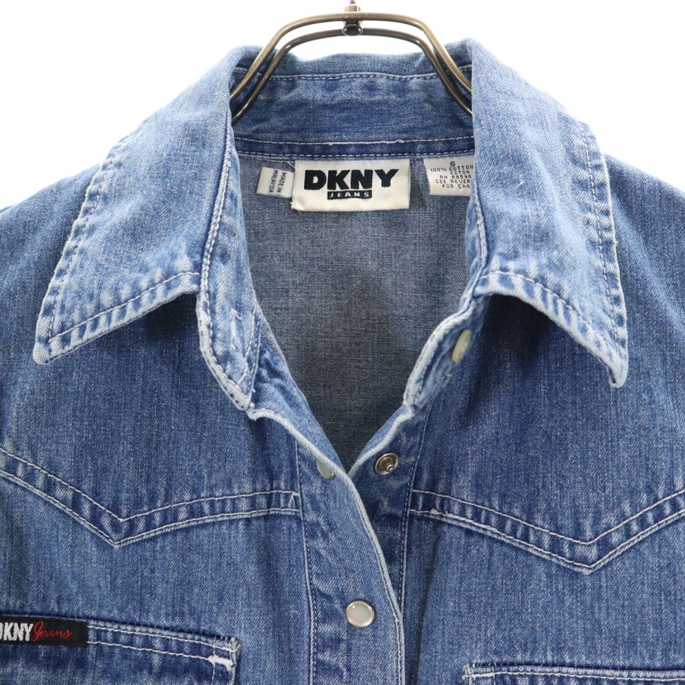 DKNYJEANS ダナキャランジーンズ 90s オールド ノースリーブ ウエスタンヨーク デニム ベスト S インディゴブルー レディース