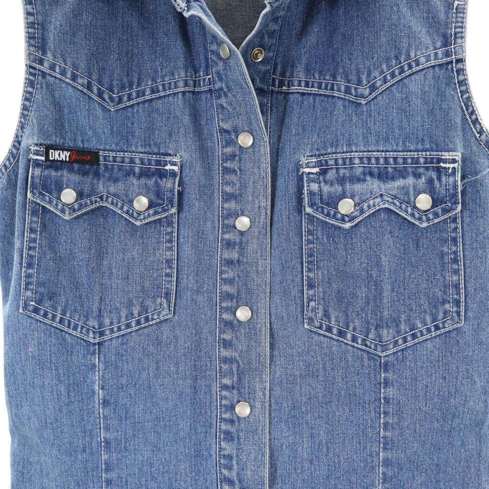 DKNYJEANS ダナキャランジーンズ 90s オールド ノースリーブ ウエスタンヨーク デニム ベスト S インディゴブルー レディース