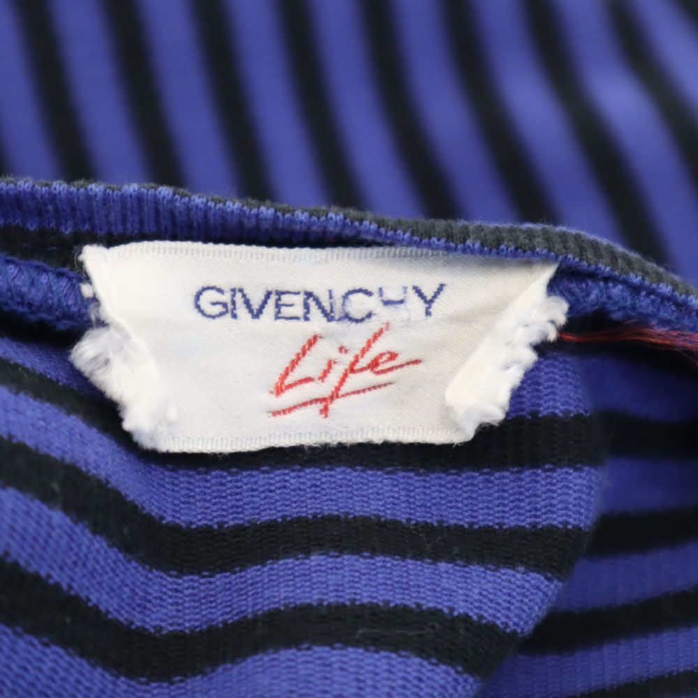 GIVENCHY ジバンシィ 80s 90s オールド ボーダー柄 ノースリーブ タンクトップ 9 パープル Life レディース