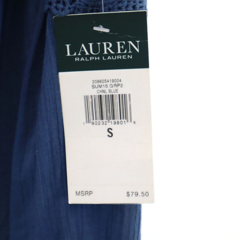 未使用 LAUREN RALPH LAUREN ローレンラルフローレン ノースリーブ レース切替 キャミソール S ネイビー アンサンブル レディース