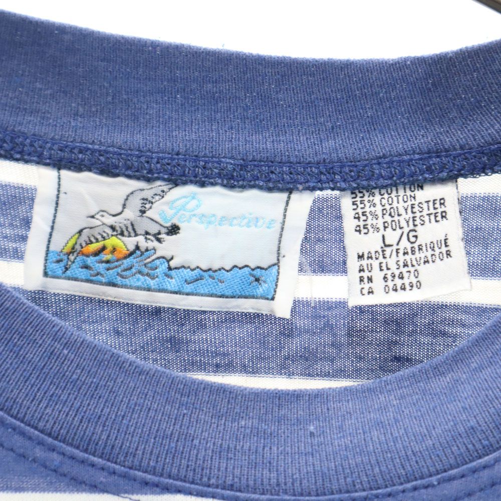Perspective パースペクティブ 90s オールド ボーダー柄 半袖 Tシャツ L ネイビー系 メンズ