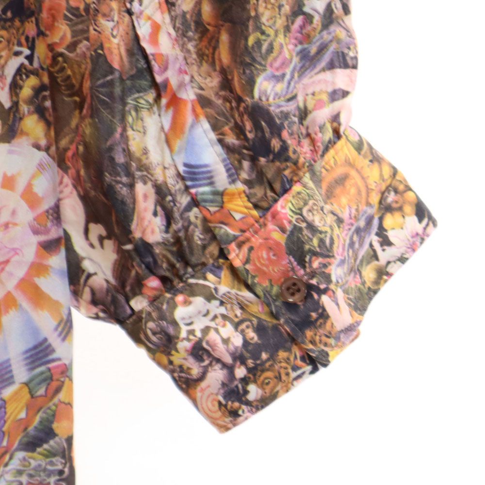 Paul Smith ポールスミス アニマル 総柄 半袖 ハーフボタン チュニック 40 リボンタイ レディース