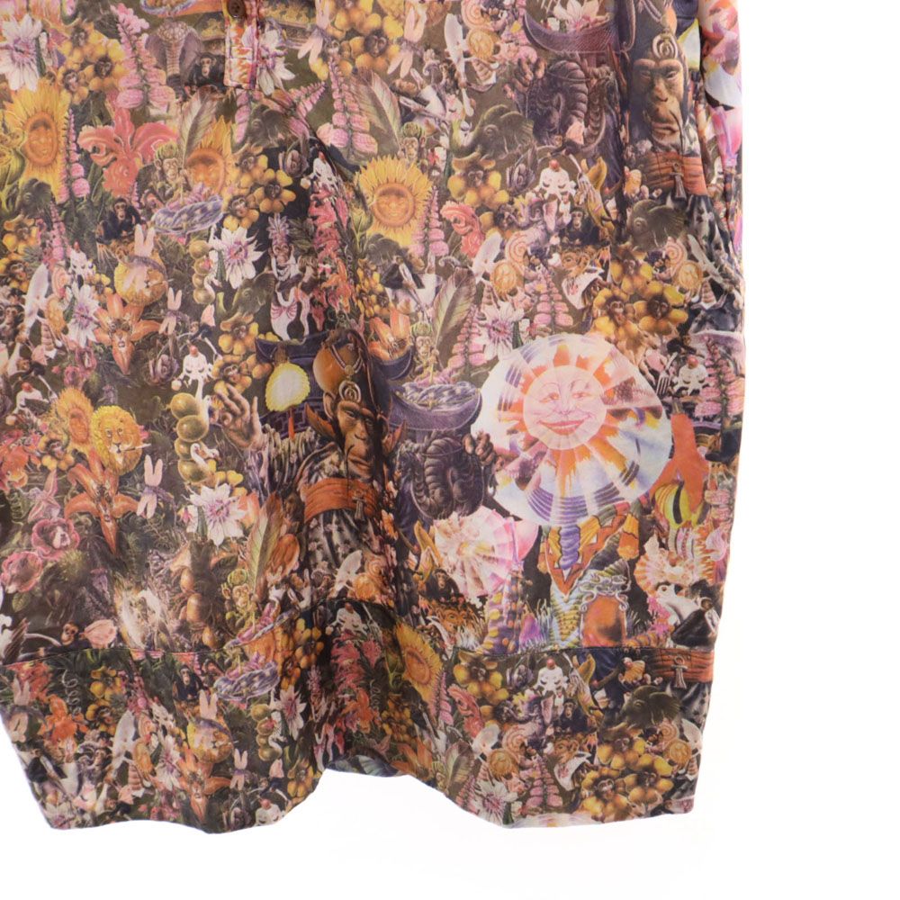 Paul Smith ポールスミス アニマル 総柄 半袖 ハーフボタン チュニック 40 リボンタイ レディース