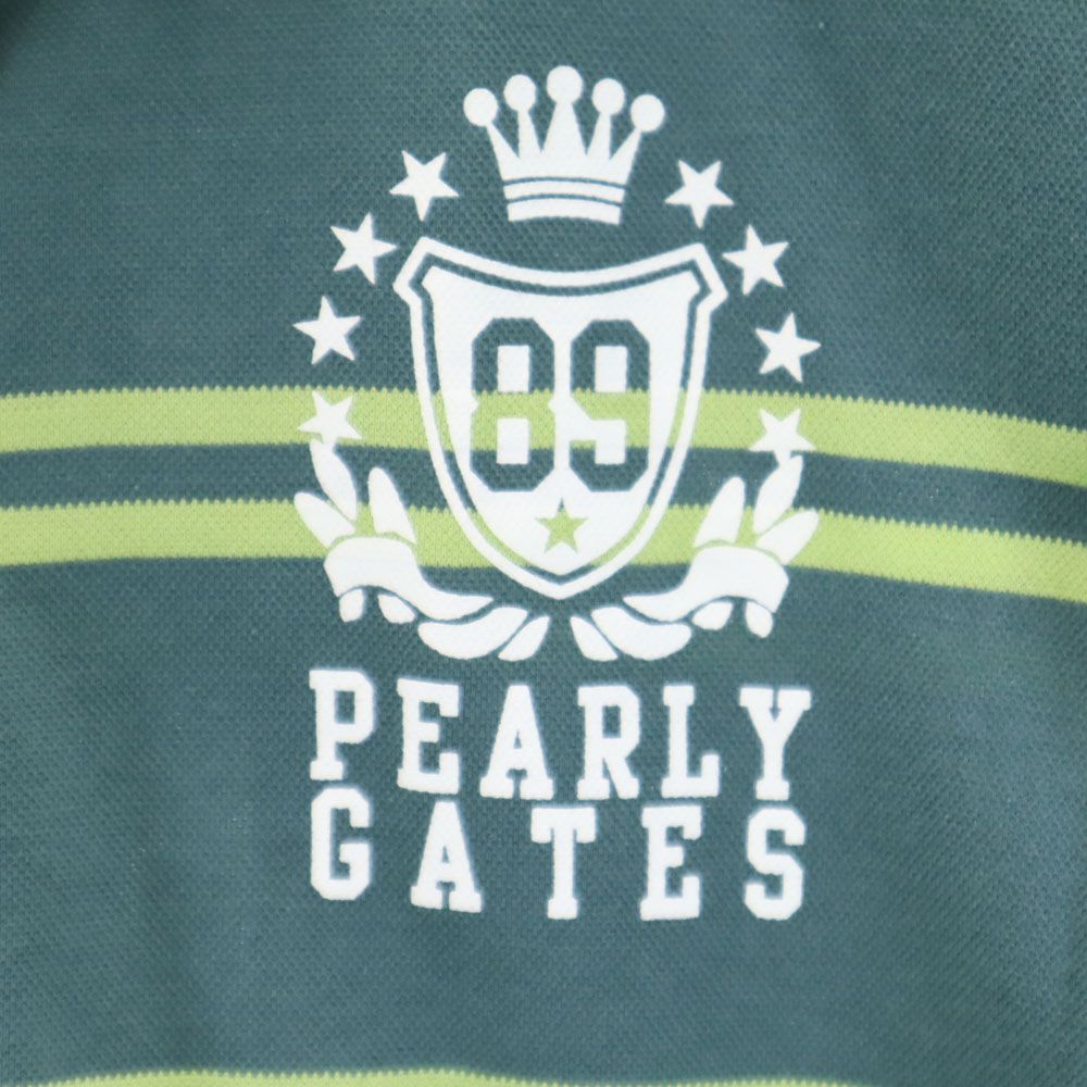 PEARLY GATES パーリーゲイツ ボーダー 半袖 ポロシャツ 1 グリーン系 鹿の子 レディース