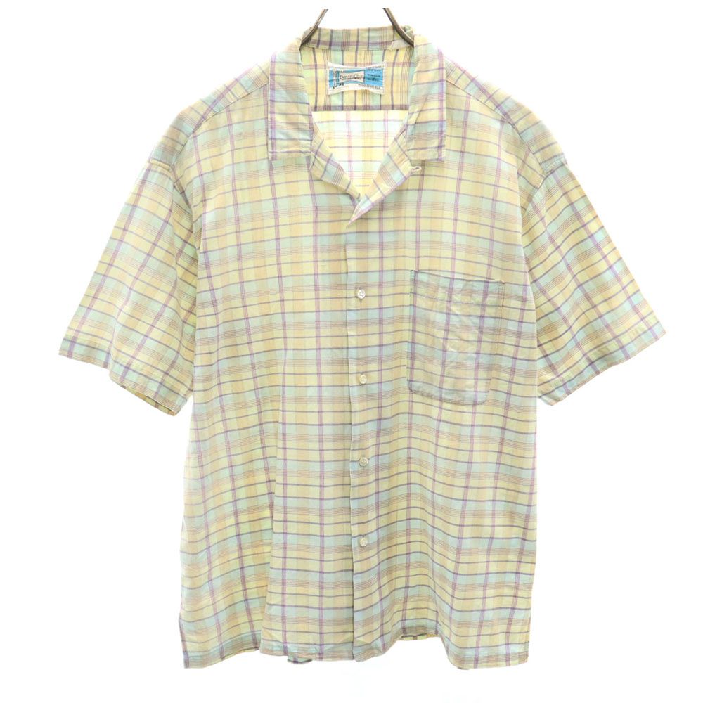 Denim Chic THE LATEST MODEL 60s ヴィンテージ チェック 半袖 オープンカラーシャツ グリーン系 メンズ