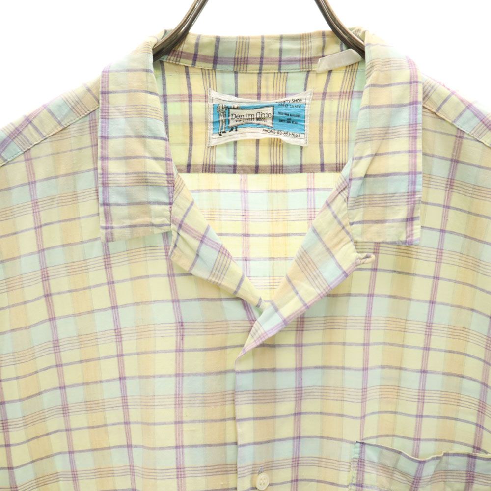 Denim Chic THE LATEST MODEL 60s ヴィンテージ チェック 半袖 オープンカラーシャツ グリーン系 メンズ