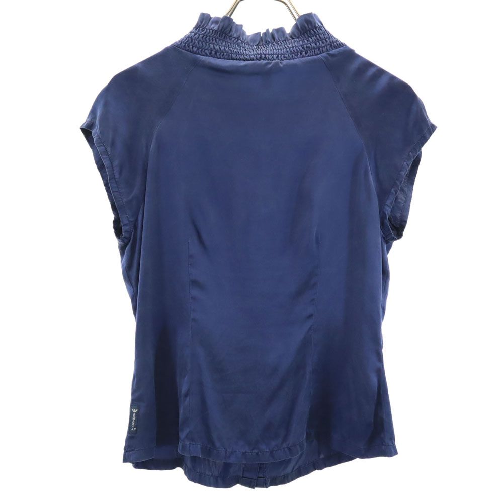 ARMANI JEANS アルマーニジーンズ ノースリーブ シルク シャツ 4 ネイビー レディース