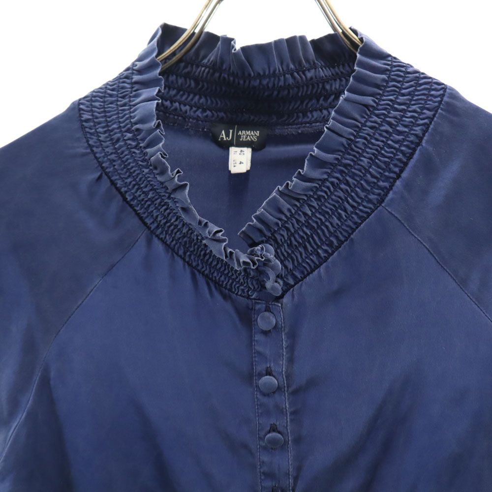 ARMANI JEANS アルマーニジーンズ ノースリーブ シルク シャツ 4 ネイビー レディース