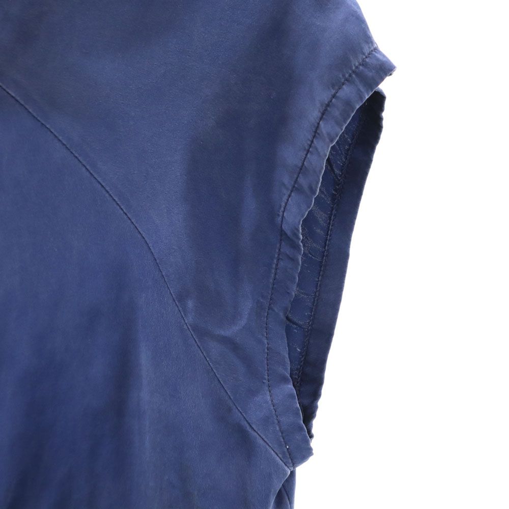 ARMANI JEANS アルマーニジーンズ ノースリーブ シルク シャツ 4 ネイビー レディース