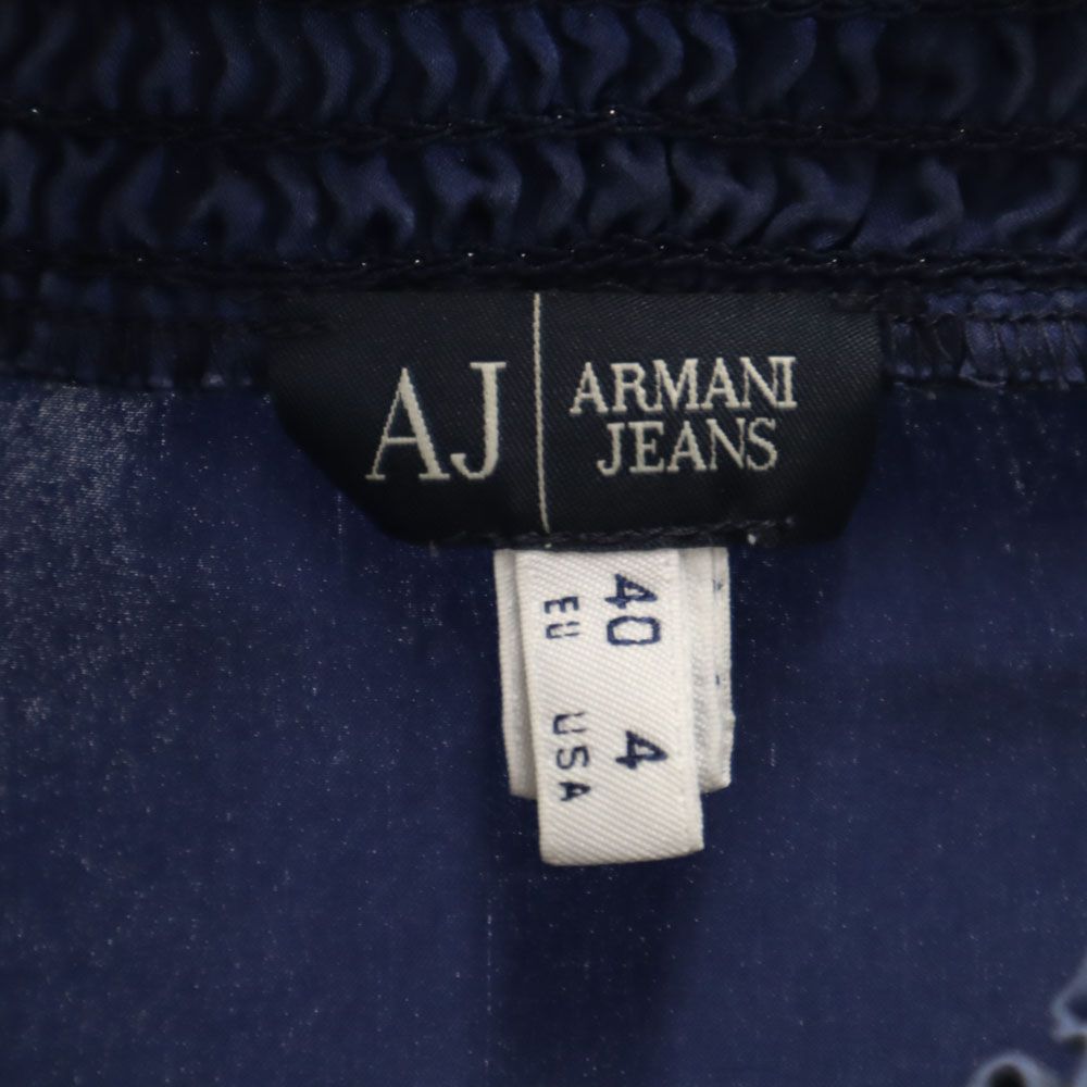 ARMANI JEANS アルマーニジーンズ ノースリーブ シルク シャツ 4 ネイビー レディース