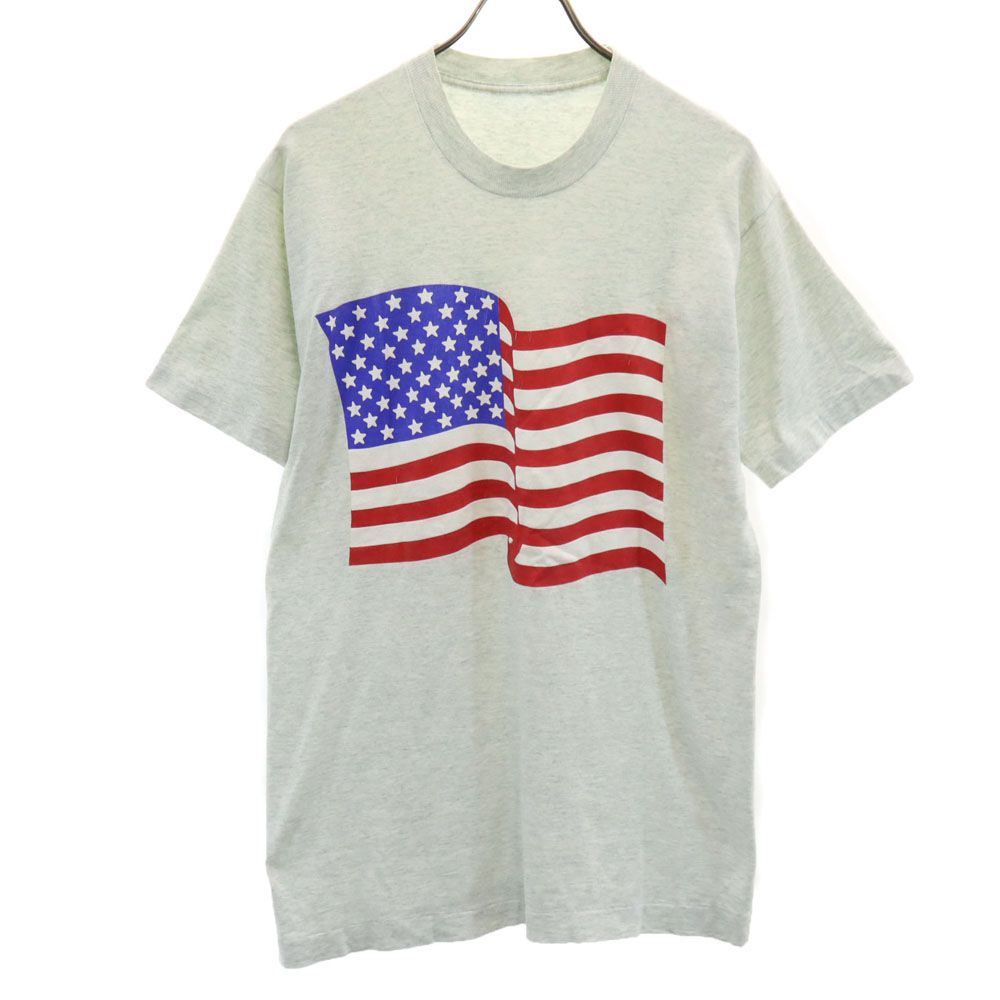 OLD オールド 90s シングルステッチ 星条旗 プリント 半袖 Tシャツ グレー メンズ