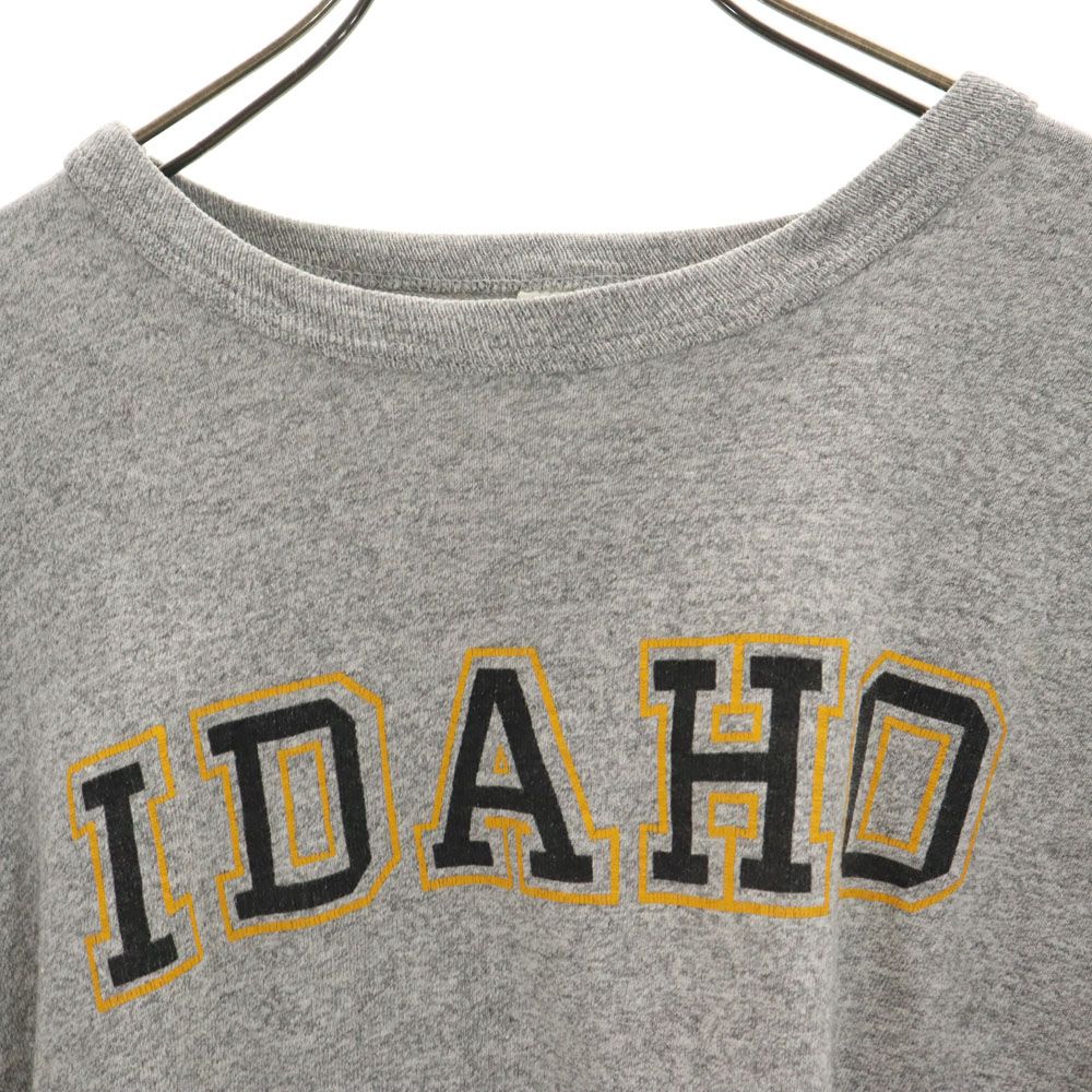 Champion チャンピオン 80s USA製 ヴィンテージ トリコタグ 88/12 プリント 半袖 Tシャツ XL グレー ショート丈 レディース