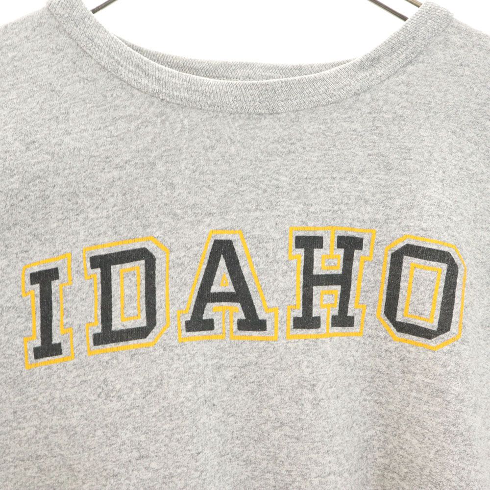 Champion チャンピオン 80s USA製 ヴィンテージ トリコタグ 88/12 プリント 半袖 Tシャツ XL グレー ショート丈 レディース