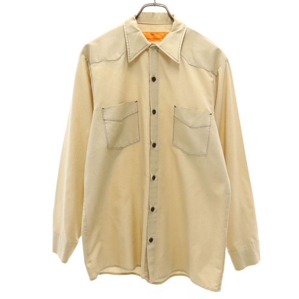 M-RG DURABLE PRESS 80s 90s USA製 オールド 長袖 シャツ 3 ベージュ メンズ