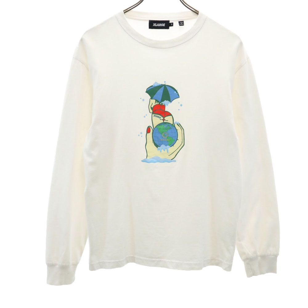 XLARGE エクストララージ プリント 長袖 Tシャツ M ホワイト ロンT メンズ