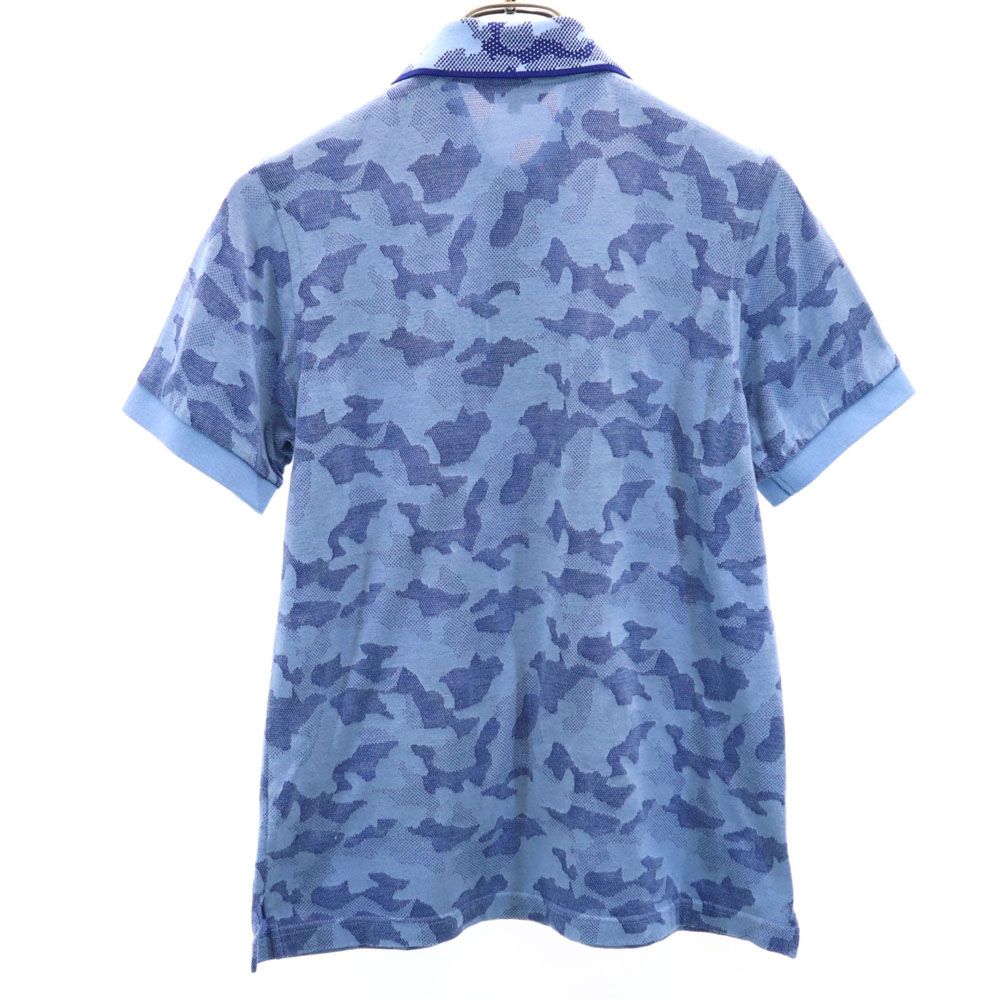BEAMS GOLF ビームスゴルフ 日本製 総柄 ゴルフ 半袖 ポロシャツ S ブルー系 メンズ