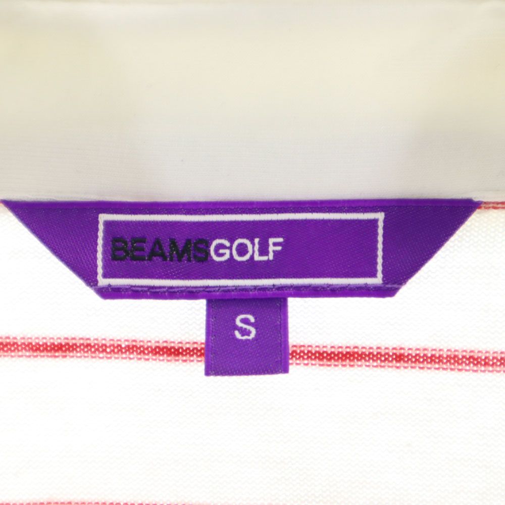 BEAMS ビームス 日本製 ボーダー柄 ゴルフ 半袖 ポロシャツ S ホワイト GOLF メンズ