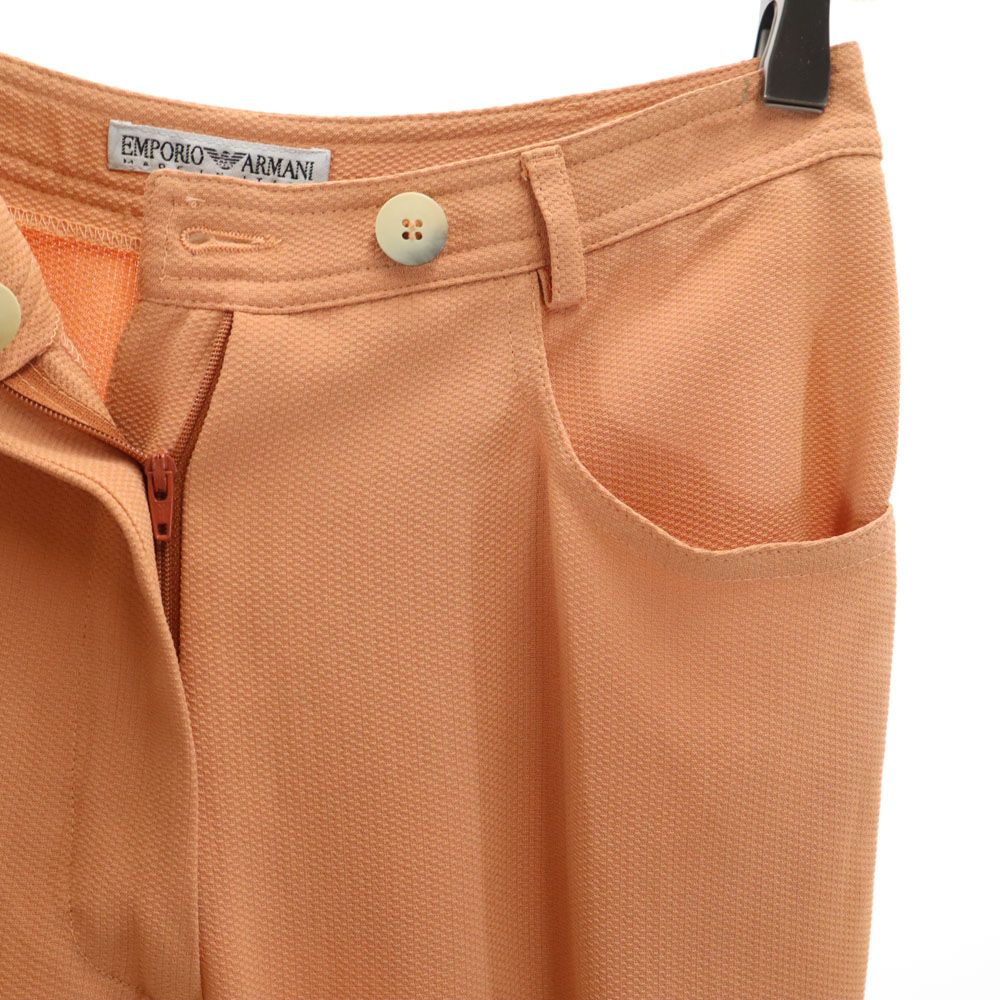 Emporio Armani エンポリオアルマーニ 90s 未使用 イタリア製 半袖 オールド ヴィンテージ パンツスーツ 上下 セットアップ 38/40 ベージュ ロングパンツ タグ付き レディース