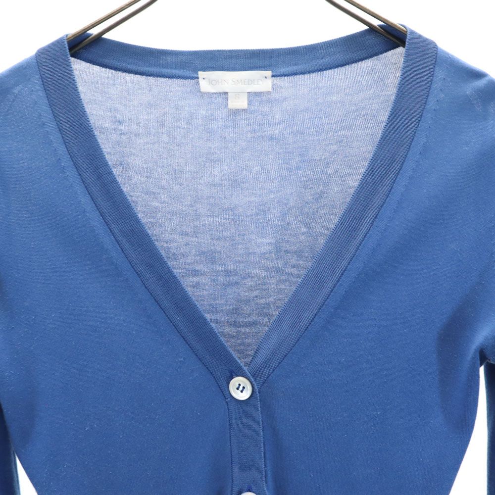 JOHN SMEDLEY ジョンスメドレー イギリス製 長袖 ニット カーディガン S 青紺 レディース