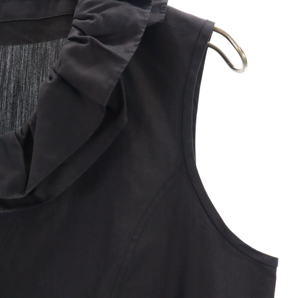 Rene ルネ 日本製 シルクブレンド ノースリーブ ブラウス 36 チャコール系 TISSUE社生地 レディース