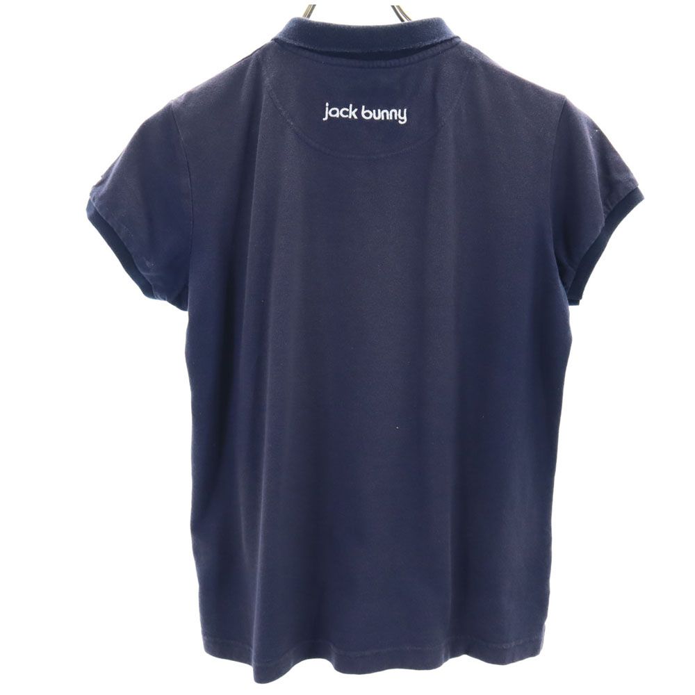Jack Bunny!! ジャックバニー ゴルフ 半袖 ポロシャツ 1 ネイビー 鹿の子 レディース