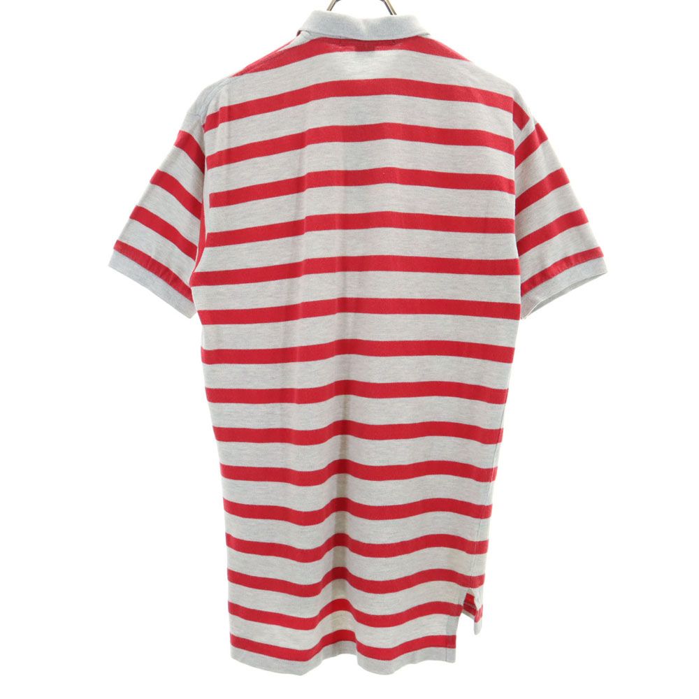 POLO SPORT RALPH LAUREN ポロスポーツラルフローレン ボーダー柄 半袖 ポロシャツ S グレー 鹿の子 メンズ