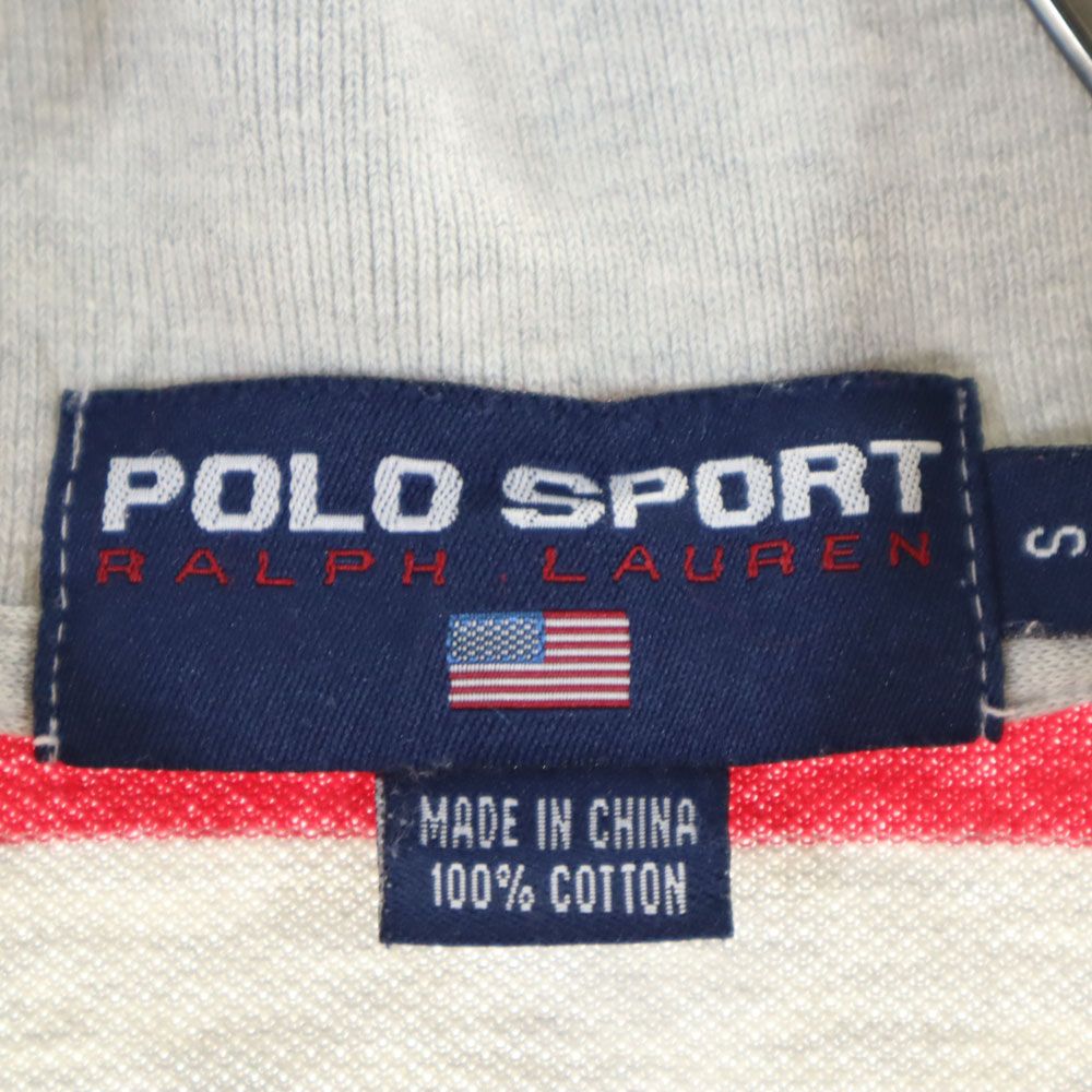 POLO SPORT RALPH LAUREN ポロスポーツラルフローレン ボーダー柄 半袖 ポロシャツ S グレー 鹿の子 メンズ