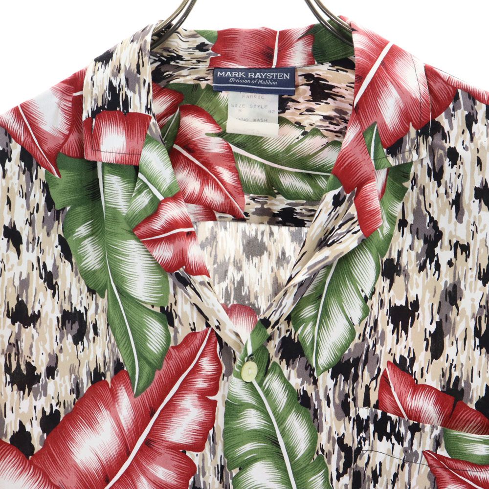 MARK RAYSTEN マークレイステン 90s ハワイ製 オールド 半袖 オープンカラー アロハシャツ M レッド メンズ