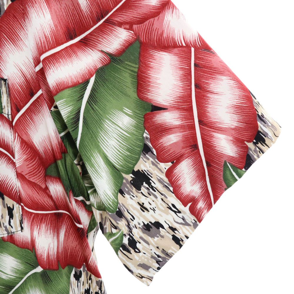 MARK RAYSTEN マークレイステン 90s ハワイ製 オールド 半袖 オープンカラー アロハシャツ M レッド メンズ