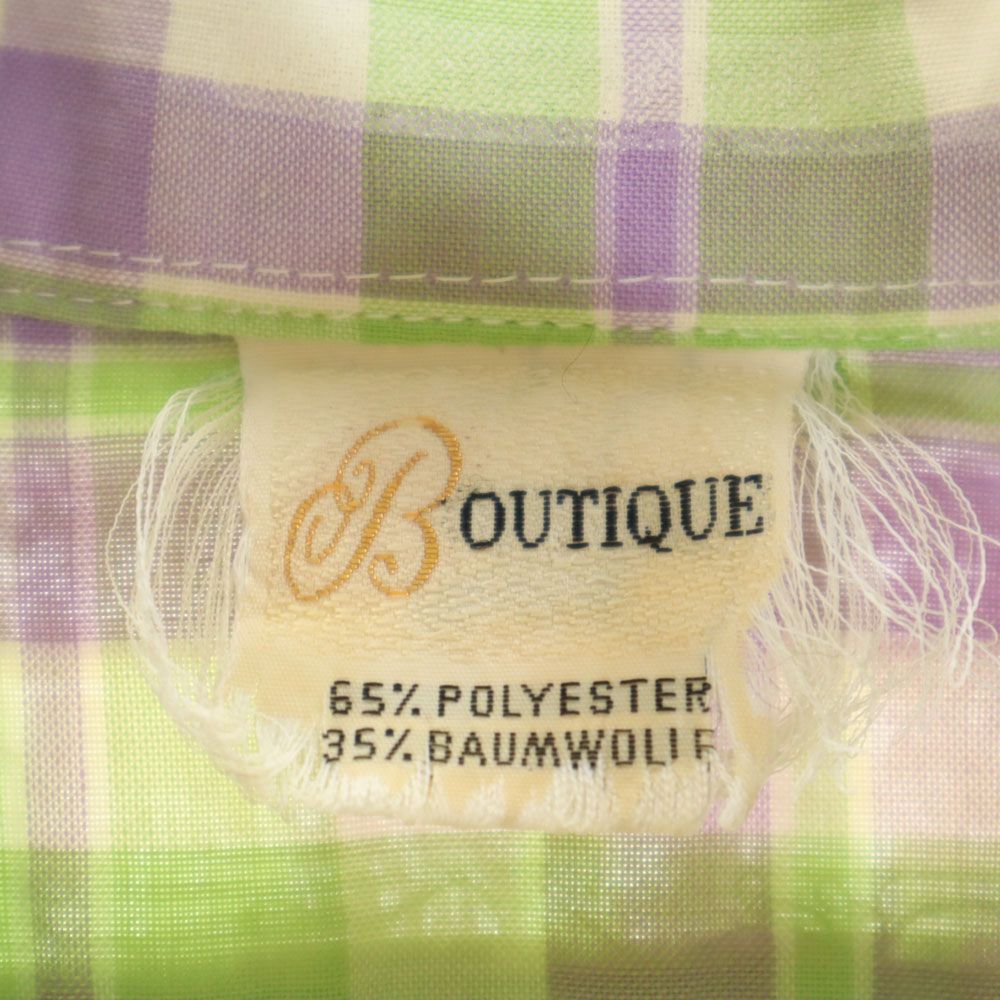 BOUTIQUE ブティック 70s ヴィンテージ 半袖 チェックシャツ 黄緑 他 メンズ