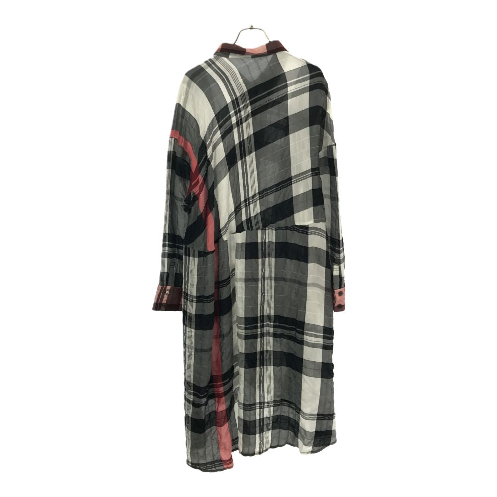 MEFU 芽風 日本製 センソユニコ チェック 長袖 ロングワンピース 38 ブラック系 レディース