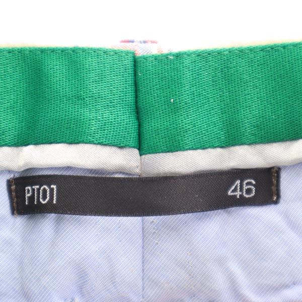 PT01 ピーティーゼロウーノ チェック ゴルフ パンツ 46 ホワイト系×レッド系 ティー付き ボタンフライ メンズ