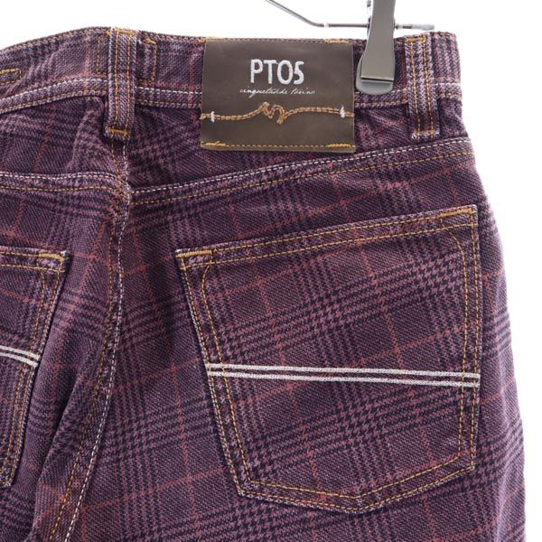 PT05 ピーティーゼロチンクエ グレンチェック クロップドパンツ w28 ピンク系 ボタンフライ メンズ