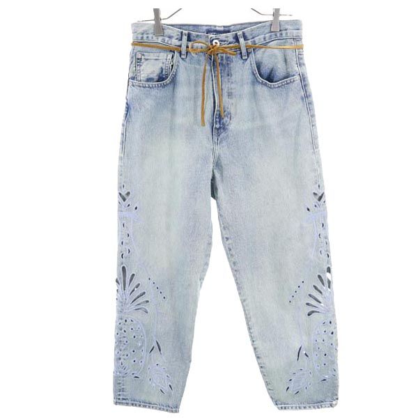 Levi's リーバイス ビッグE BARREL CROP デニムパンツ w26 革紐付き レディース