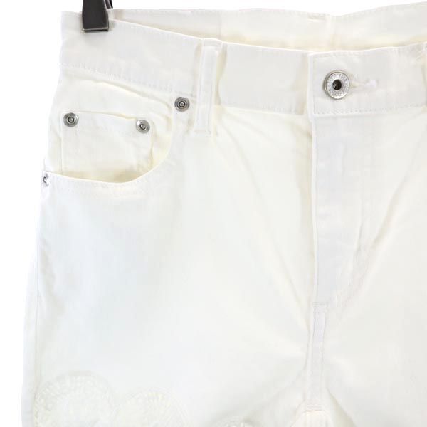 HYSTERIC GLAMOUR ヒステリックグラマー 日本製 スキニーデニムパンツ w26 白 スカルレース ジーパン レディース